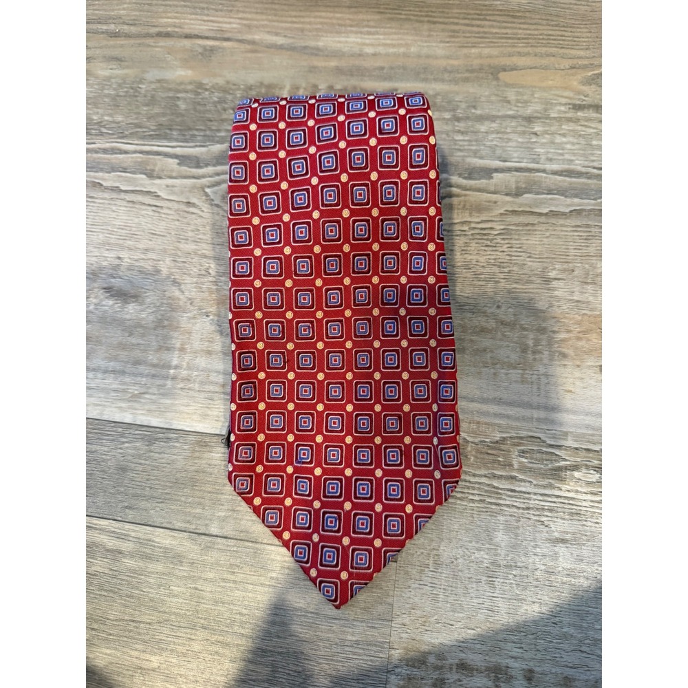 Daniel Cremieux Mens Necktie 100% Silk Geometric Squares Red OS
